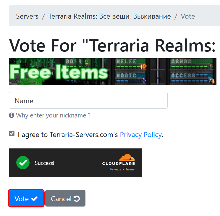 Vote prompt